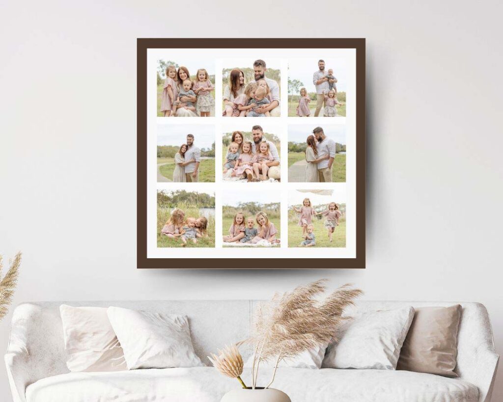 Storyboard Photo Frame of family photos. 9 pictures in 1 frame.