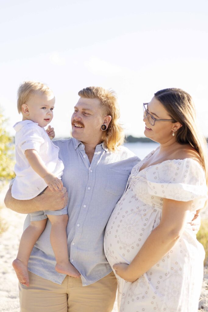 Blue, tan and white photoshoot outfits. Brisbane Family Photographer. Sharon Joseph