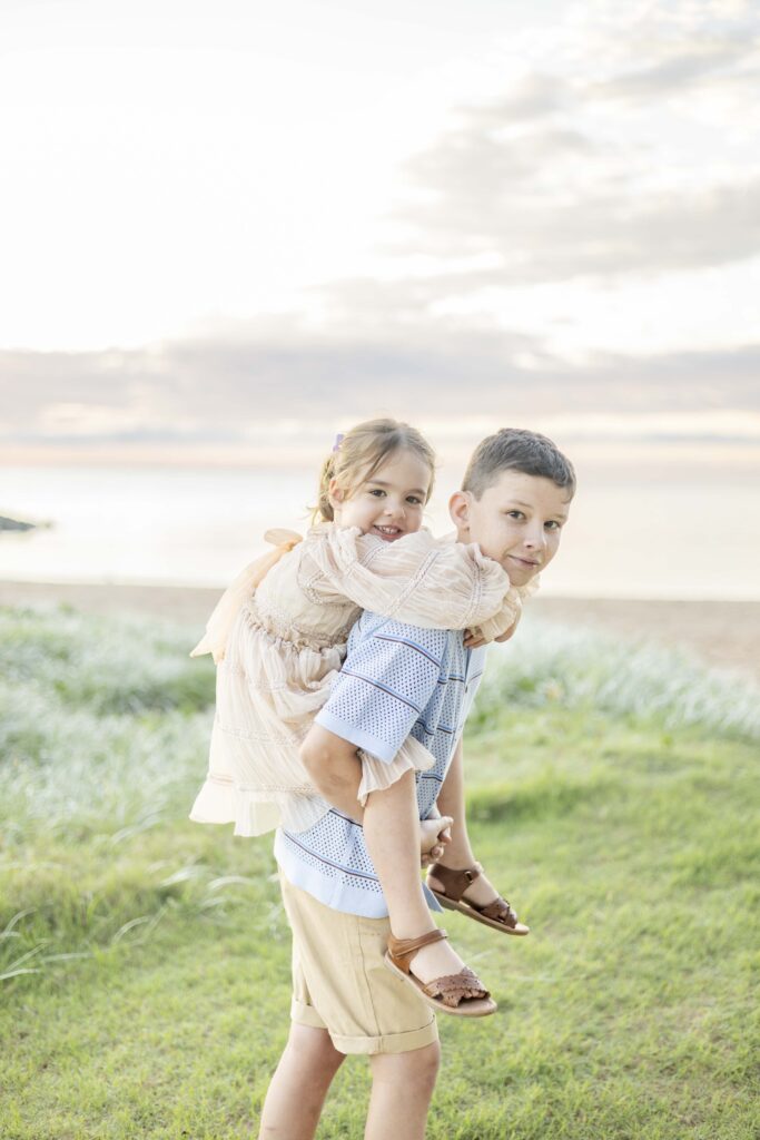 Siblings | Sunrise Beach Photoshoot in Scarborough Brisbane | Sharon Joseph Photography