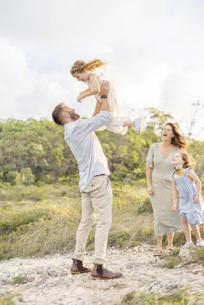 Fun family photo at Emu Mountain near Perigian Beach