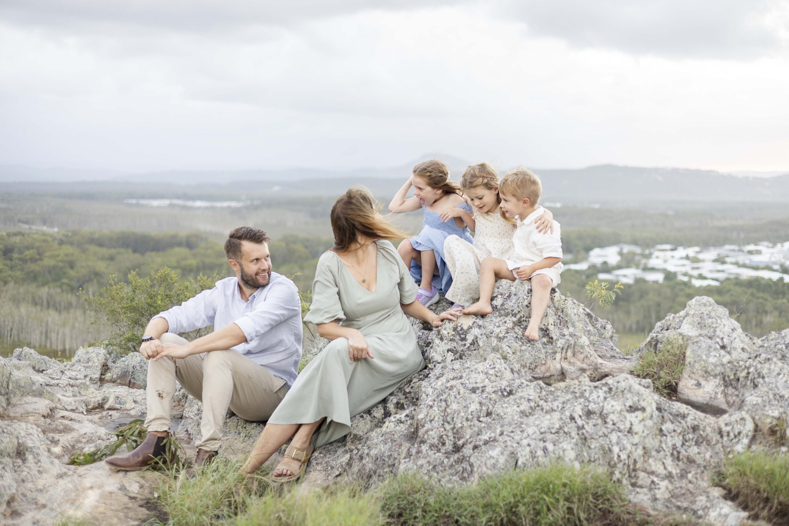 Family at the summit of Emu Mountain in Queensland.